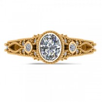 Vintage Style Oval Diamond Engagement Ring 14k Yellow Gold (1.80ct)