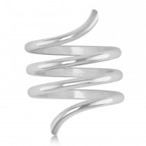 Swirl Design Plain Metal Fashion Ring 14k White Gold