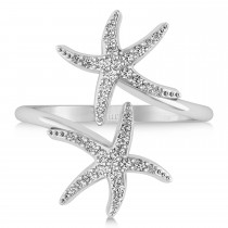 Diamond Double Starfish Fashion Ring 14k White Gold (0.30ct)