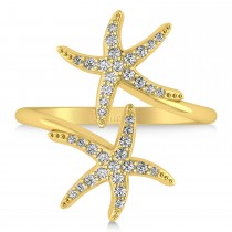 Diamond Double Starfish Fashion Ring 14k Yellow Gold (0.30ct)