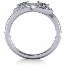 Diamond Halo Two Stone Engagement Ring 14k White Gold (1.60ct)