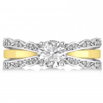 Diamond Split Shank Engagement Ring 14k Two Tone Gold (1.32ct)