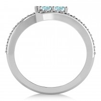 Aquamarine Two Stone Ring w/Diamonds 14k White Gold (0.50ct)