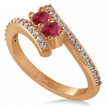 Ruby Two Stone Ring w/Diamonds 14k Rose Gold (0.50ct)