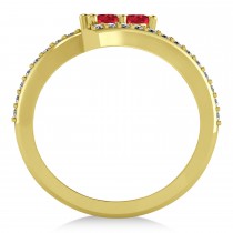 Ruby Two Stone Ring w/Diamonds 14k Yellow Gold (0.50ct)