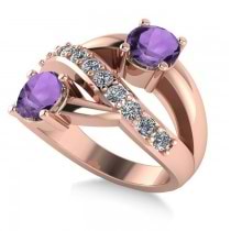 Amethyst & Diamond Ever Together 2-Stone Ring 14k Rose Gold (2.00ct)