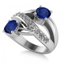 Blue Sapphire & Diamond Ever Together Ring 14k White Gold (2.00ct)