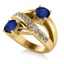 Blue Sapphire & Diamond Ever Together Ring 14k Yellow Gold (2.00ct)