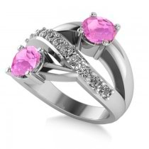 Pink Sapphire & Diamond Ever Together Ring 14k White Gold (2.00ct)