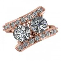 Luxury Diamond Accented Tension Two Stone Ring 14k Rose Gold (4.00ct)