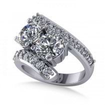 Luxury Diamond Accented Tension Two Stone Ring 14k White Gold (4.00ct)