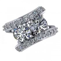 Luxury Diamond Accented Tension Two Stone Ring 14k White Gold (4.00ct)