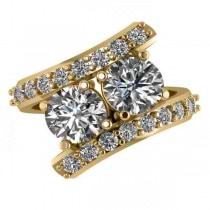Luxury Diamond Accented Tension Two Stone Ring 14k Yellow Gold 4.00ct