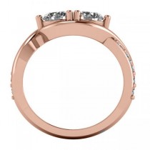 Diamond Accented Bypass Two Stone Ring 14k Rose Gold (1.50ct)