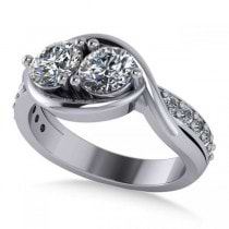 Diamond Accented Bypass Two Stone Ring 14k White Gold (1.50ct)