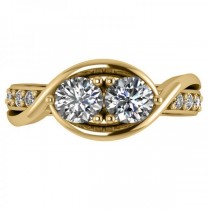 Diamond Accented Bypass Two Stone Ring 14k Yellow Gold (1.50ct)