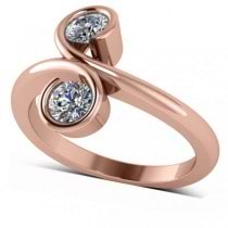 Diamond Solitaire Two Stone Swirl Ring 14k Rose Gold (0.50ct)