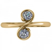 Diamond Solitaire Two Stone Swirl Ring 14k Yellow Gold (0.50ct)