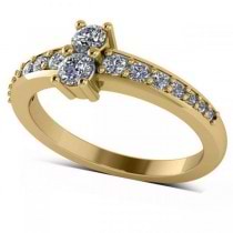 Diamond Accented Two Stone Ring 14k Yellow Gold (0.51ct)