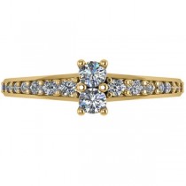 Diamond Accented Two Stone Ring 14k Yellow Gold (0.51ct)