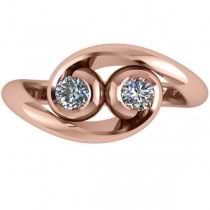 Diamond Solitaire Swirl Two Stone Ring 14k Rose Gold (0.50ct)