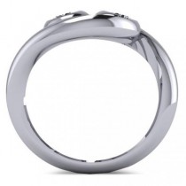 Diamond Solitaire Swirl Two Stone Ring 14k White Gold (0.50ct)