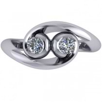 Diamond Solitaire Swirl Two Stone Ring 14k White Gold (0.50ct)