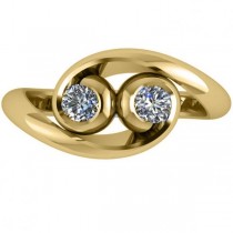 Diamond Solitaire Swirl Two Stone Ring 14k Yellow Gold (0.50ct)