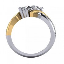 Diamond Bypass Split Shank Two Stone Ring 14k Two Tone Gold (1.28ct)