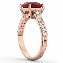 Cushion Cut Ruby & Diamond Engagement Ring 14k Rose Gold (4.42ct)