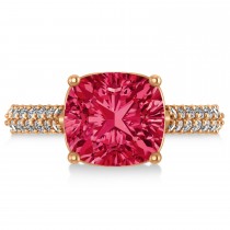 Cushion Cut Ruby & Diamond Engagement Ring 18k Rose Gold (4.42ct)