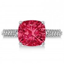 Cushion Cut Ruby & Diamond Engagement Ring 18k White Gold (4.42ct)