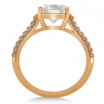 Cushion Cut White Topaz & Diamond Engagement Ring 18k Rose Gold (4.42ct)