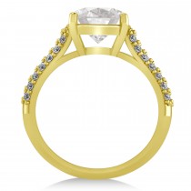 Cushion Cut White Topaz & Diamond Engagement Ring 18k Yellow Gold (4.42ct)