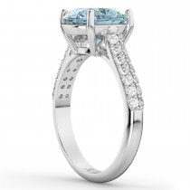 Oval Aquamarine & Diamond Engagement Ring 14k White Gold (4.42ct)