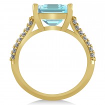 Oval Aquamarine & Diamond Engagement Ring 18k Yellow Gold (4.42ct)