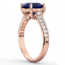 Oval Blue Sapphire & Diamond Engagement Ring 14k Rose Gold (4.42ct)