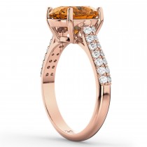 Oval Citrine & Diamond Engagement Ring 14k Rose Gold (4.42ct)