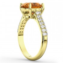 Oval Citrine & Diamond Engagement Ring 14k Yellow Gold (4.42ct)
