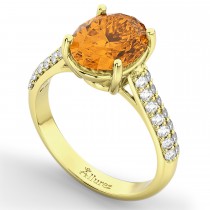 Oval Citrine & Diamond Engagement Ring 18k Yellow Gold (4.42ct)