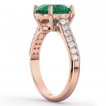 Oval Emerald & Diamond Engagement Ring 14k Rose Gold (4.42ct)