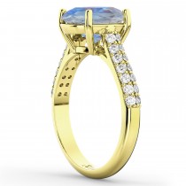 Oval Moonstone & Diamond Engagement Ring 18k Yellow Gold (4.42ct)