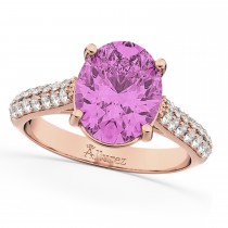 Oval Pink Sapphire & Diamond Engagement Ring 14k Rose Gold (4.42ct)