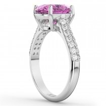 Oval Pink Sapphire & Diamond Engagement Ring 14k White Gold (4.42ct)