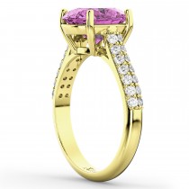Oval Pink Sapphire & Diamond Engagement Ring 14k Yellow Gold (4.42ct)