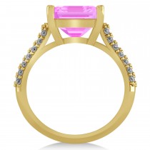 Oval Pink Sapphire & Diamond Engagement Ring 14k Yellow Gold (4.42ct)