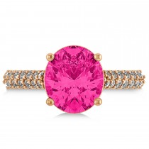 Oval Pink Tourmaline & Diamond Engagement Ring 14k Rose Gold (4.42ct)