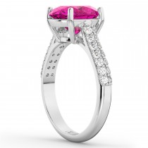 Oval Pink Tourmaline & Diamond Engagement Ring 18k White Gold (4.42ct)