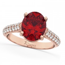 Oval Ruby & Diamond Engagement Ring 14k Rose Gold (4.42ct)
