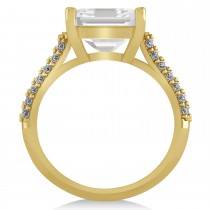 Oval White Topaz & Diamond Engagement Ring 14k Yellow Gold (4.42ct)